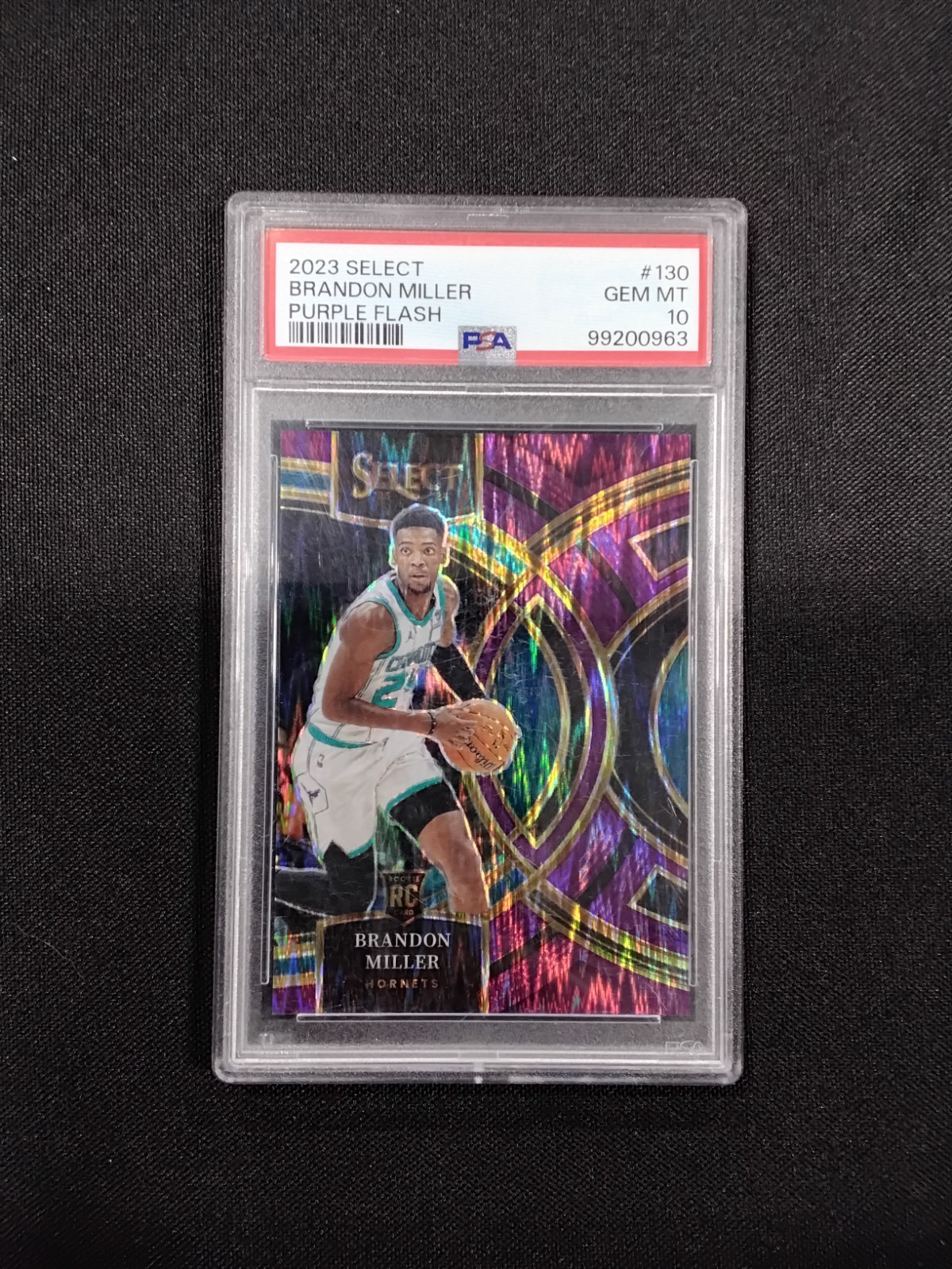 PSA 10 2023-24 Panini Select Brandon Miller #130 Purple Flash Prizm /175