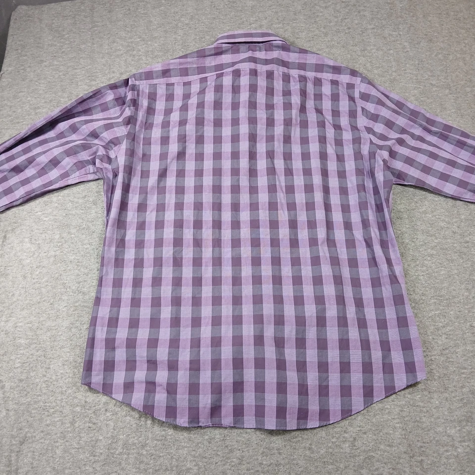 Geoffrey Beene Fitted No Iron Men's Purple Stripe Long Sleeve Shirt 17 36/37 - Image 3 of 4