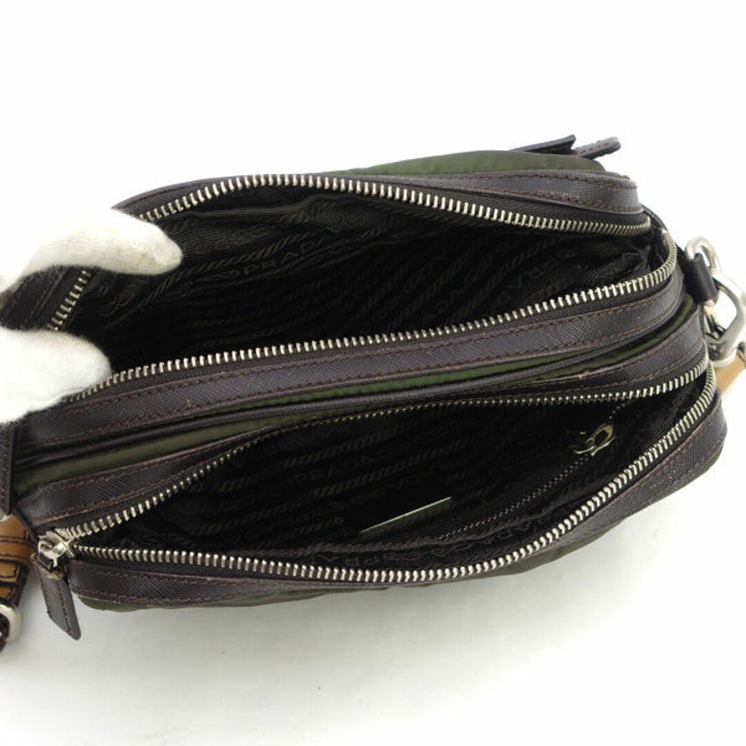 PRADA semi shoulder bag green brown Bag Back BAG Handbag brand Used 0990014919 thumbnail 4