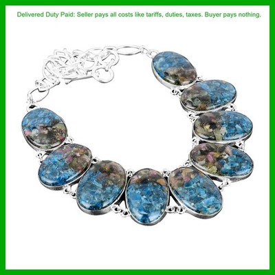 925 Sterling Silver Copper Watermelon Tourmaline Gemstone Chain Necklace Jewelry