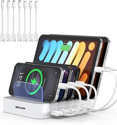 Charging Station for Multiple Device, 5 Port Multi USB-A Charger Station. NEW