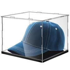 Clear Hat Display Case 9.3 x 9.6 x 7.3 Inch Acrylic Baseball Cap Holder Stand...