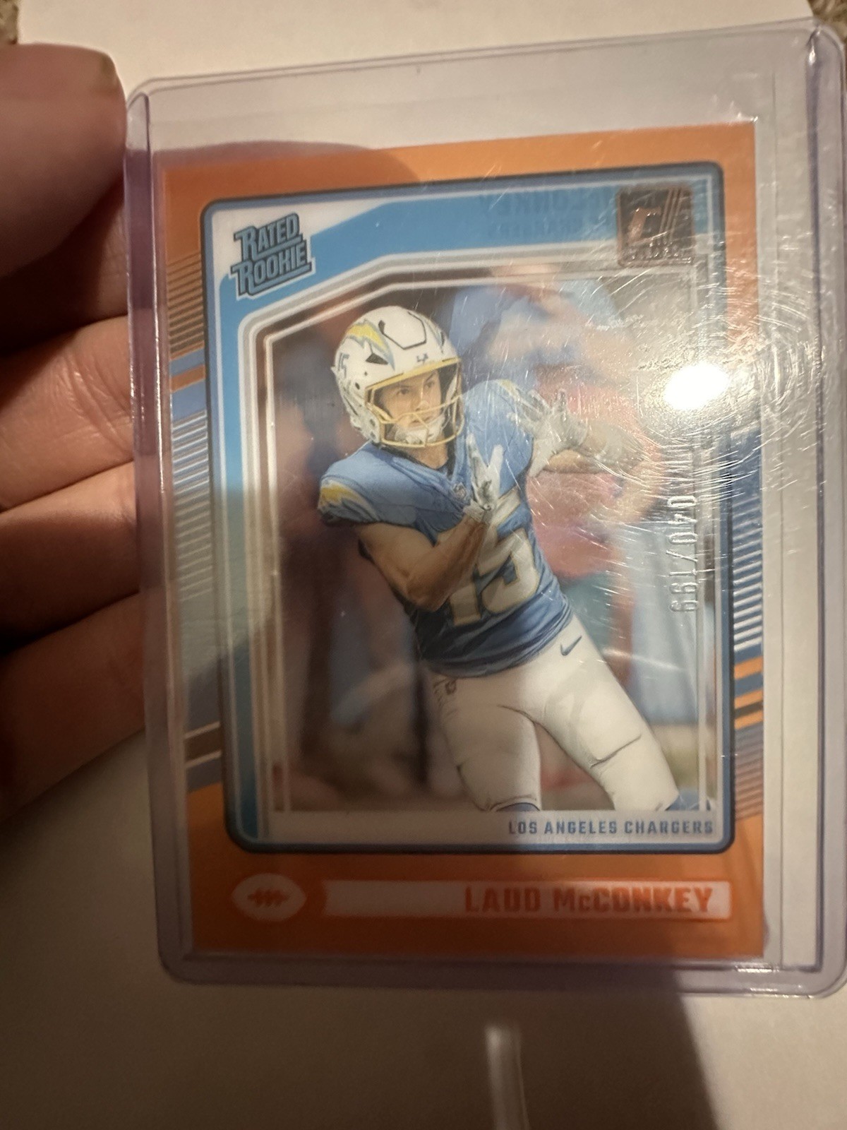 2024 Panini Clearly Donruss - Rated Rookie Ladd McConkey #68 Orange /199 (RC)