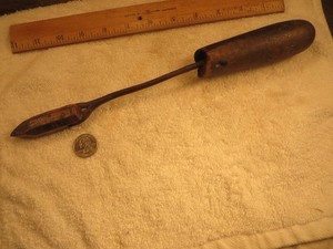 Vintage Copper Head 12 1/2" long Soldering Iron Old Wood Handle