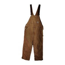 Carhartt Lined Duck Bib Overalls Men's 40x30 Brown R02 BRN Pockets