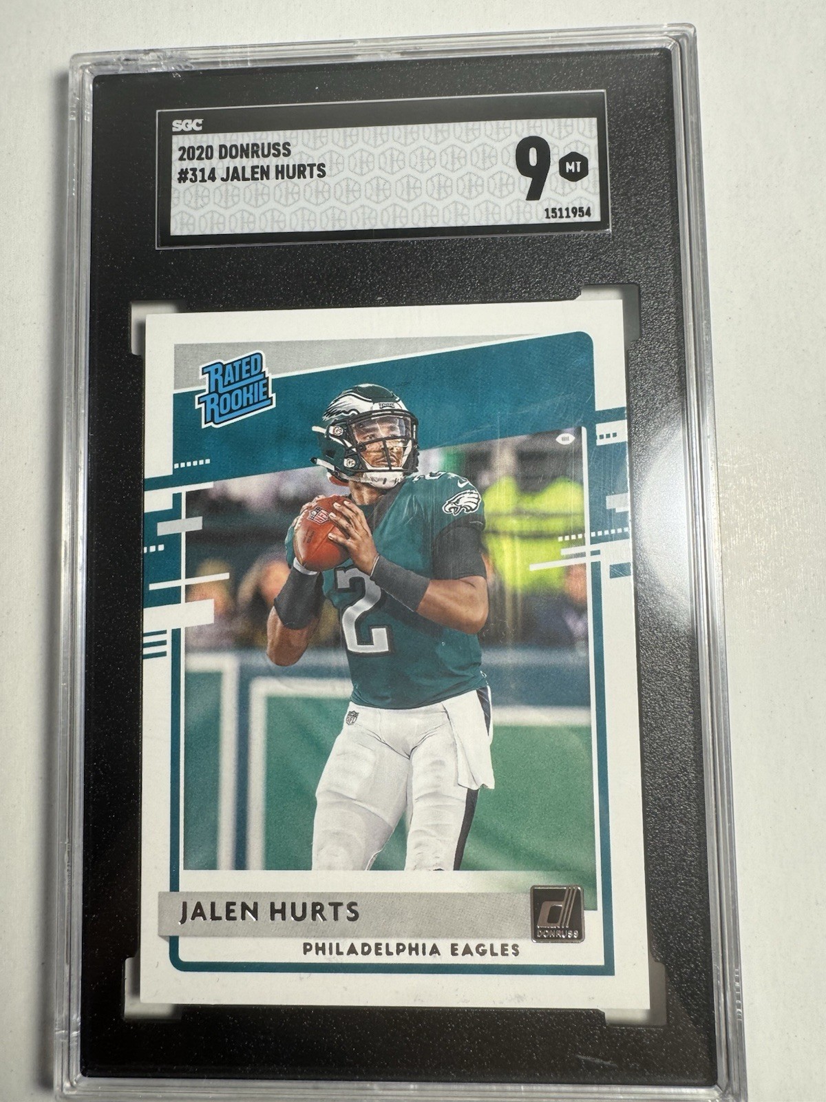 2020 Panini Donruss Rated Rookie Jalen Hurts #314 (RC) SGC 9