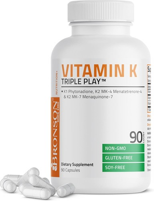 #ad #ad Bronson Vitamin K Triple Play K2 MK7 K2 MK4 K1 Full Spectrum 90 Capsules $15.66
