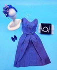 VINTAGE BARBIE Original BLUE SILK SHANTUNG CAMPUS BELLE DRESS EXTREMELY RARE!