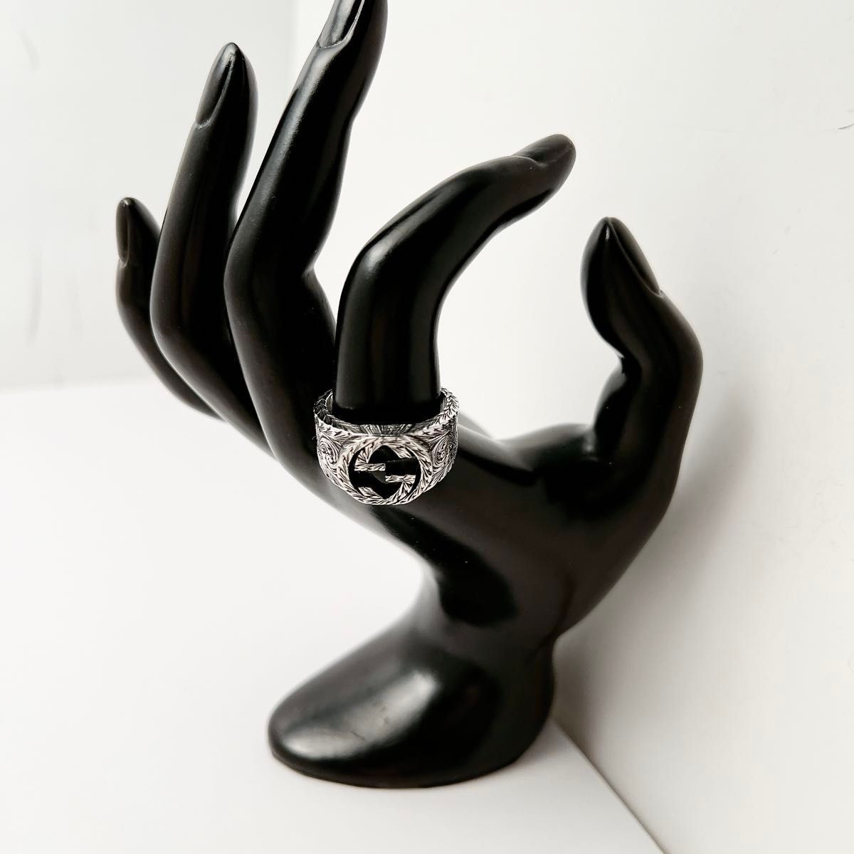 Gucci Silver 925 Interlocking Arabesque Ring Unis… - image 7