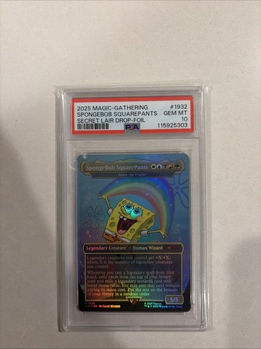 Magic the Gathering 2025 Secret Lair Drop Foil #1932 SpongeBobSquarePants PSA 10