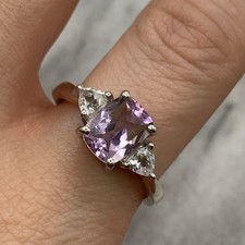 925 Sterling Silver Amethyst & Spinel Ring Ring  - Size T