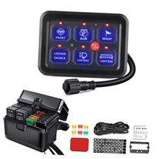 Universal 6 Gang Blue Switch Panel Circuit Control Relay System Auto Dimmable