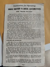 Lionel 2242 New Haven F3 Diesel Locomotive Instructions Dated 6-58 Free Shipping