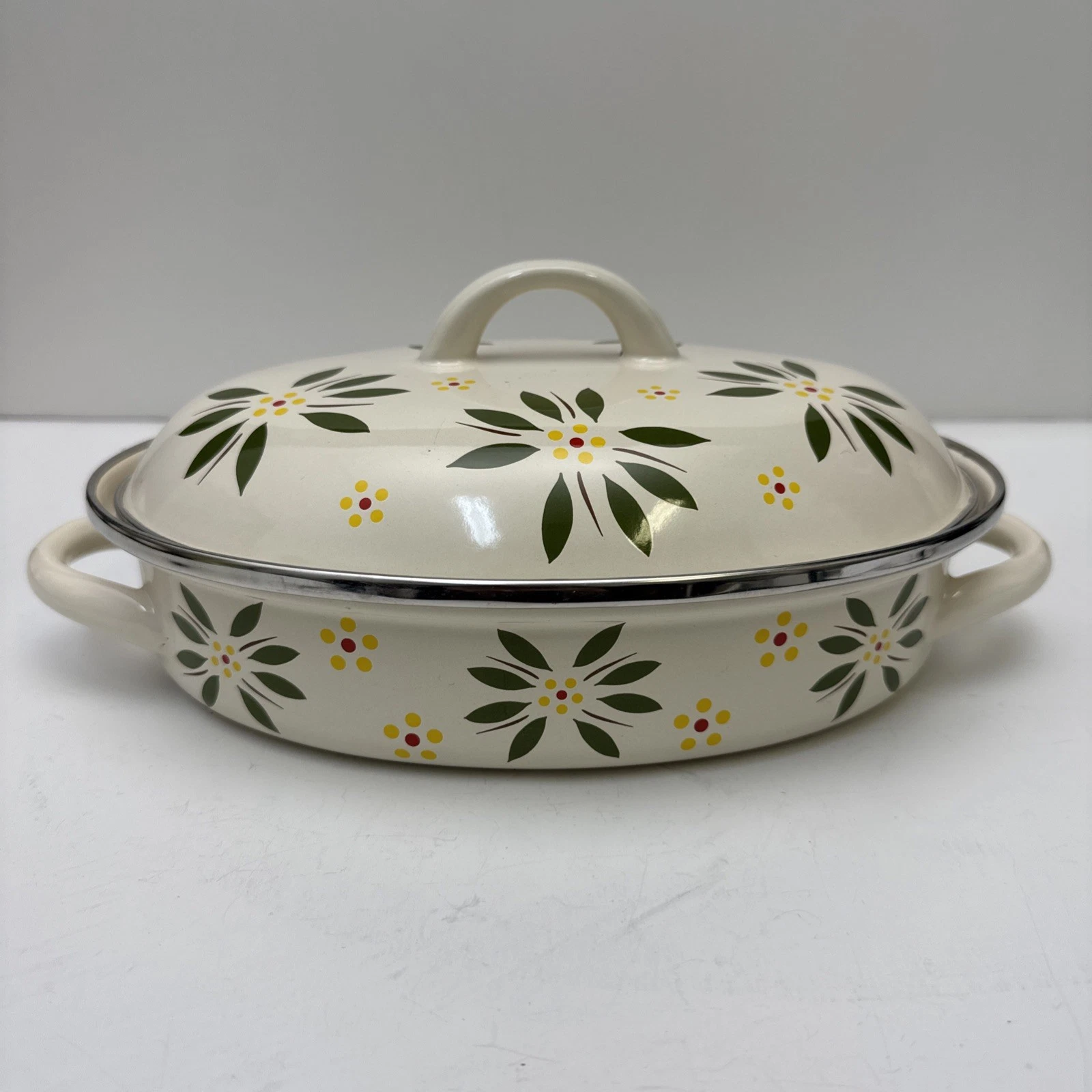 NEW!~Temptations by Tara~Enamel Green Old World 1 1/2 quart Roaster