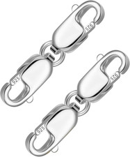 925 Sterling Silver Double Lobster Clasp Bracelet Extender Necklace Clasps An...