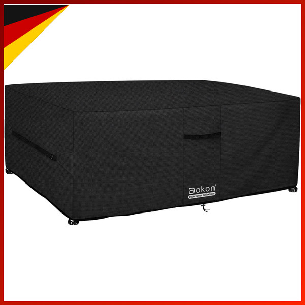GartenmöBel Abdeckung Wasserdicht Uv-BestäNdig 300X200X90Cm Schwarz SchutzhüLle-image