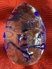 Paperweight Egg Shape Clear Cobalt Blue Art Glass 3.5 Inch
