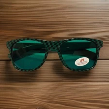 Toddler's First Sunglasses Retro Green Black Racing Check Frame UV Protection