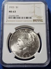 A 1923 Peace Silver Dollar $1 NGC MS 63 Uncirculated Philadelphia Coin