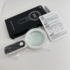 JMH Magnifying Glass with Light, 30X Handheld Large 18LED Cold and Warm Light wi