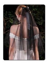 Black Lace Veil 2 Tiers Short Bridal Wedding Veil Women Halloween Comb
