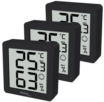technoline WS9425 Thermo-/Hygrometer 3erSet | Raumkomfortanzeige | schwarz