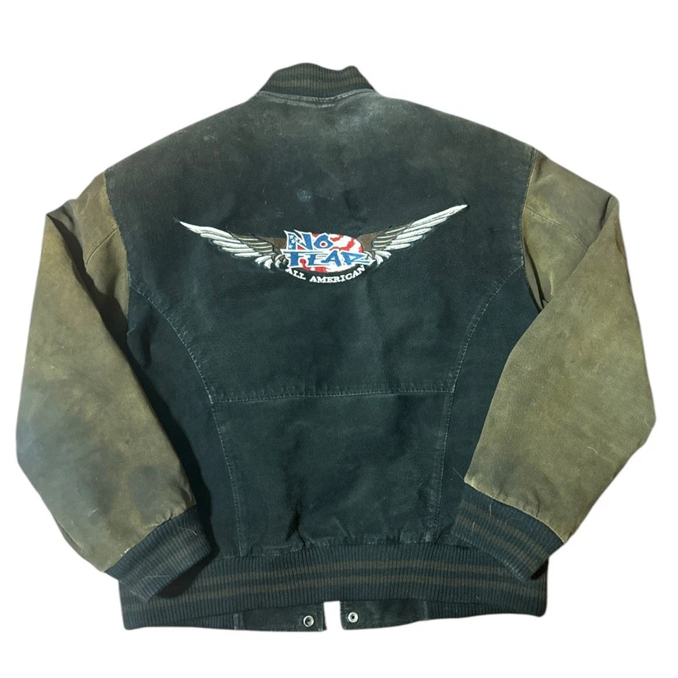 Chaqueta De Colección Años 90 No Fear Cuero Gamuza Negra Para Hombre Talla M, ¡Rara! Foto 2 de 4