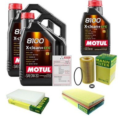 MANN Inspektionspaket 11L MOTUL 8100 X-CLEAN + EFE 0W-30 für Mercedes-Benz