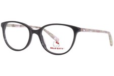 Hello Kitty HK350-1 Eyeglasses Frame Girl's Black/Horn Full Rim Oval Shape 49mm