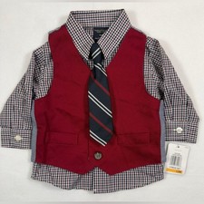 NWT NAUTICA Baby Boy  s Formal Matching Set Button Down Vest and Tie Size 12M