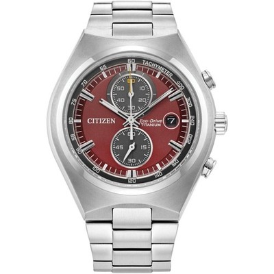 Citizen Men's Watch Brycen Chronograph Red Dial Titanium Bracelet CA7090-52X