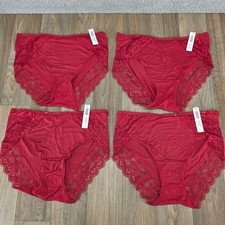 Lot of 4 Soma Embraceable Enchanting Lace High Leg Panties Red Medium