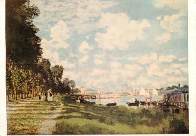 um 18895 Claude Monet Fluss Argenteuil Kunst Gemälde Medici Gesellschaft Postkarte 1966