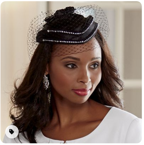 Ashro Black Veiled Rhinestone 