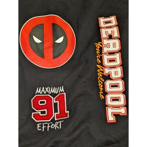 Marvel Deadpool Graphic Print Sweatshirt Pullover Crew Neck Black XS NWOT - Picture 8 of 11
