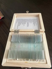 AmScope 25 prepared biology microscope slides - glass in wood box - anatomy