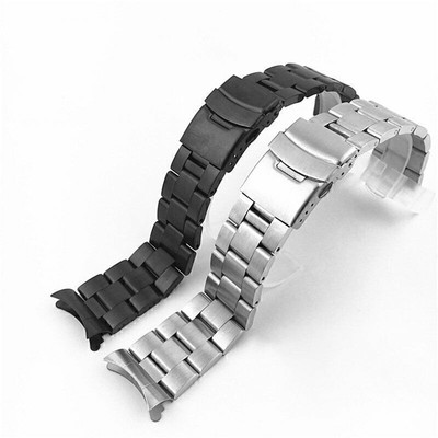 20 22MM Gebogen Massiv Edelstahl Metall Uhrenarmband Armband Ersatz Armbänder@
