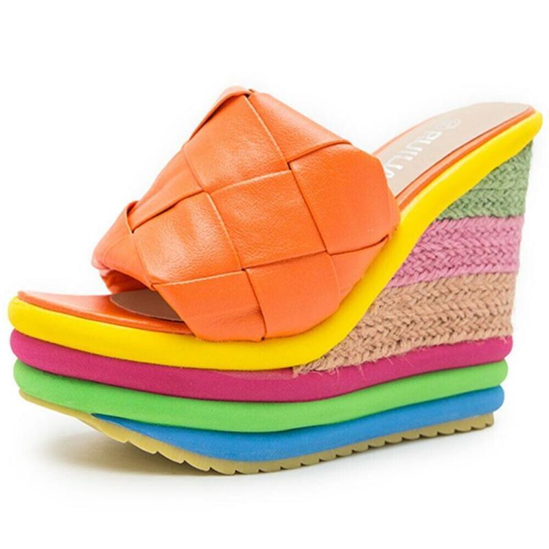 PANTOFOLA D’ORO Scarpe sandali donna peep toe mules ciabatte plateau tacco alto zeppa