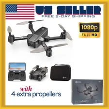 Foldable FPV Drone 1080P WiFi Camera, Long Battery, Auto Hover + Carrying Case