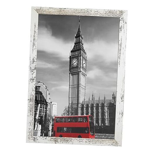 Picture Frame Wood Pattern Poster Frame Set of 1, Wall 11x17 Distressed White