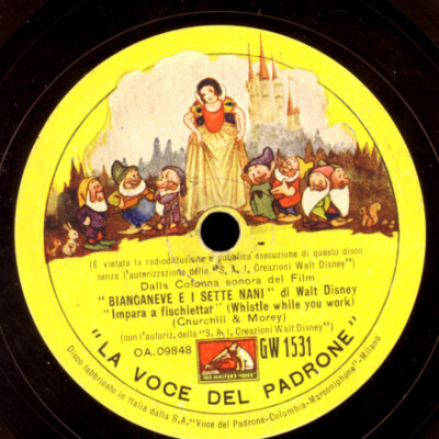 ''SNOW WHITE & THE SEVEN DWARFS'' Walt Disney Film-Soundtrack-  HMV-Italien  S6746