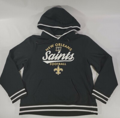 NFL Team Apparel Women's Sz M New Orleans Saints Football Elastic Striped Hoodie