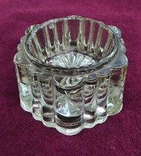 Victorian piano/furniture insulator, clear pressed glass, flower shaped
