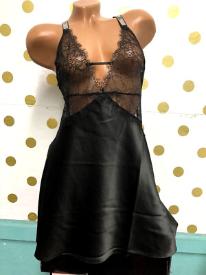 Victoria's Secret Lingerie Chemise Slip Black Shine Strap Bling Satin Lace NWT | eBay Victoria's Secret Lingerie Chemise Slip Black Shine Strap Bling Satin Lace NWT | eBay