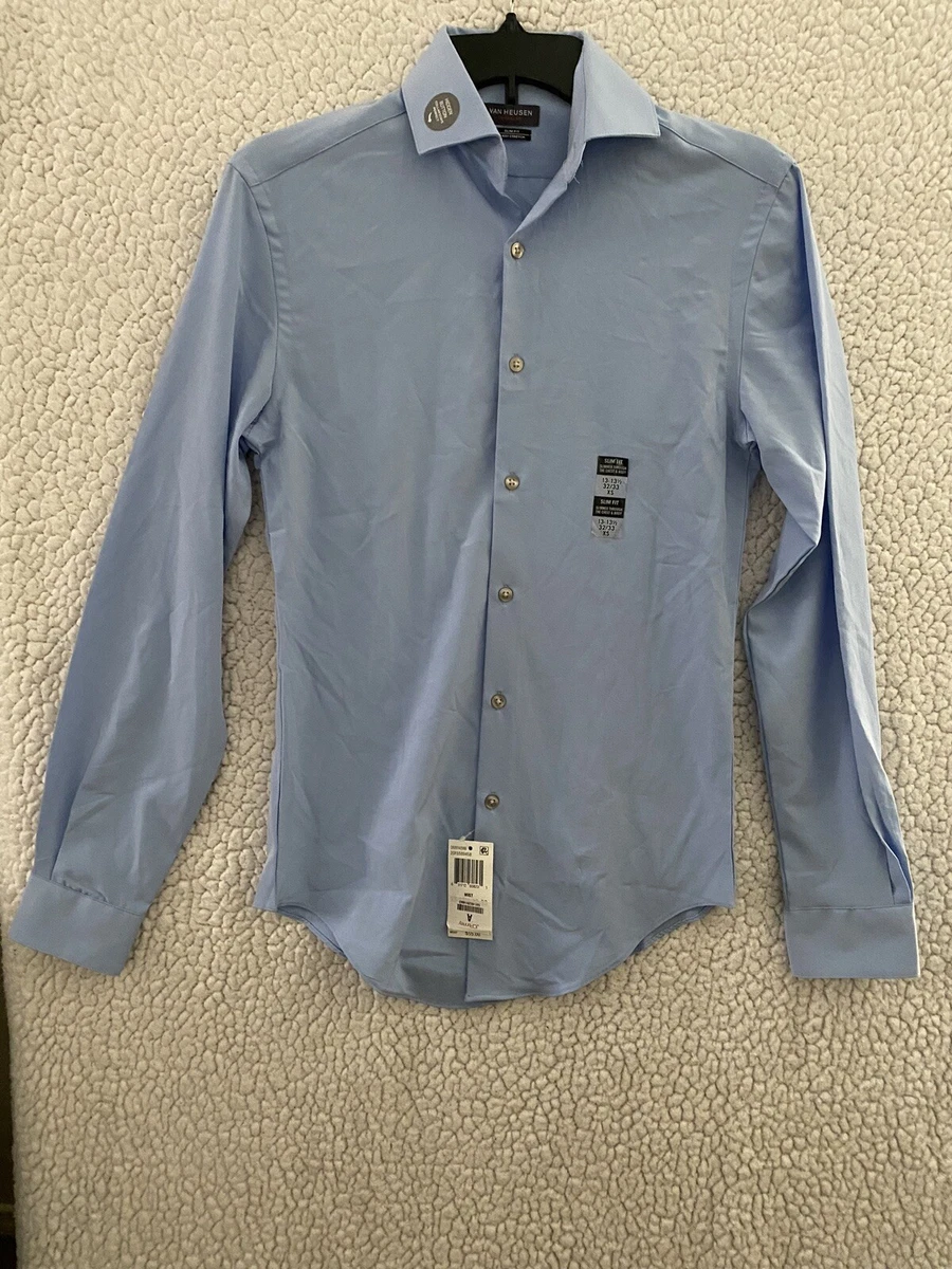 VAN HEUSEN TRAVELER XS SLIM FIT 4 WAY STRETCH BUTTON DOWN SHIRT Blue