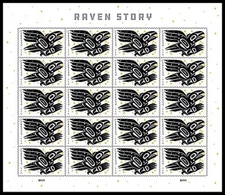 USA 20 RAVEN STORY Stamps: Pacific Northwest Native American Indigenous Tlingit