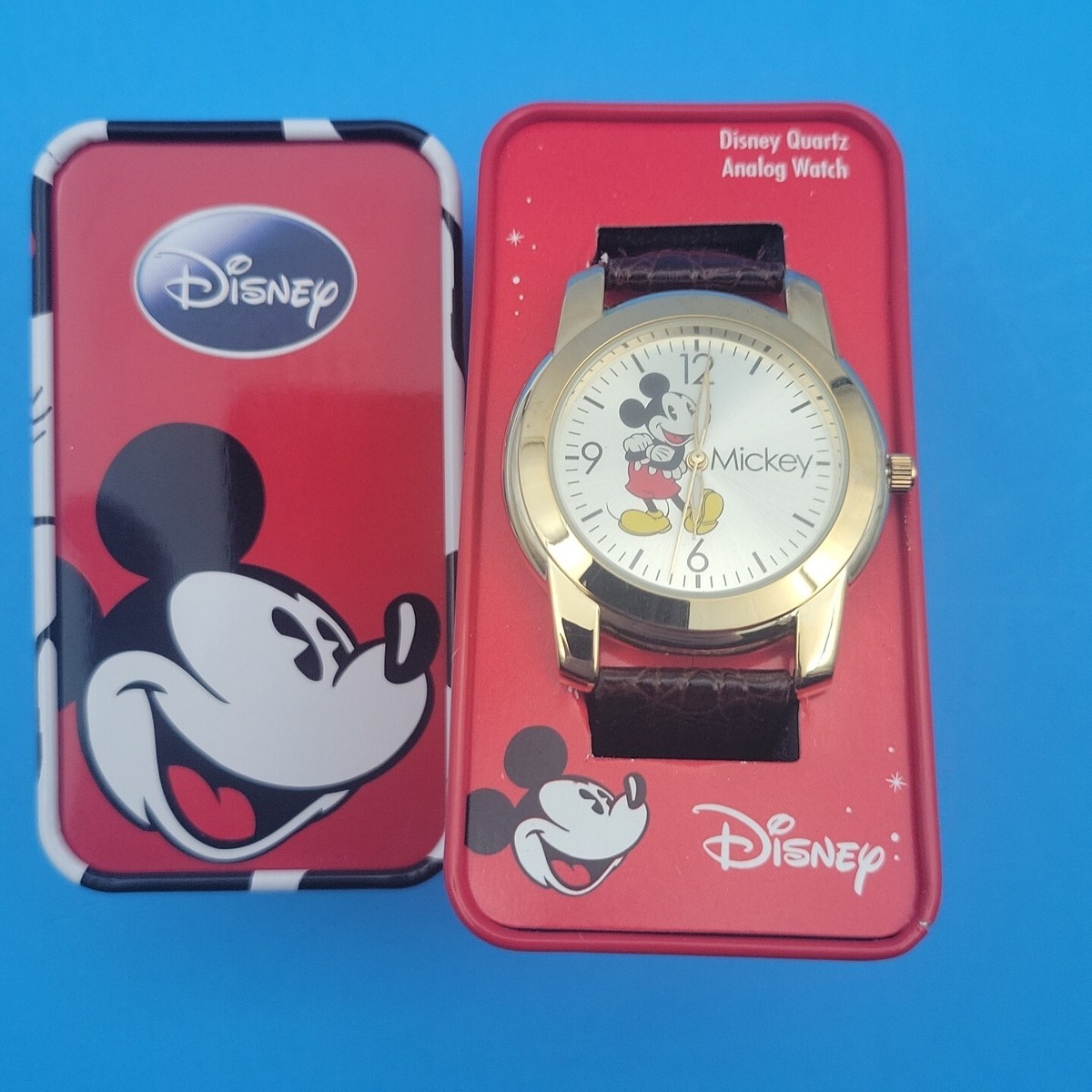 3着　mickey Disney MCK622 Mickey Mouse Mens Brown Strap Watch for sale online