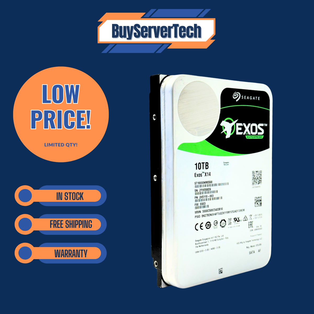 Seagate Exos X14 ST10000NM0568 10TB 256MB 7200RPM SATA 3.5