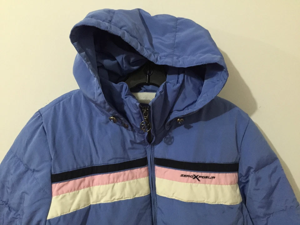 Jaqueta acolchoada ZeroXposur azul claro, branca marinha e rosa forrada de lã para meninas G - Imagem 2 de 4