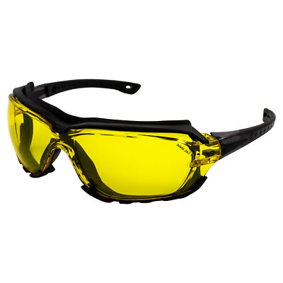 Birdz Gasket Padded Motorcycle Safety Glasses Black Frames & Yellow Lenses